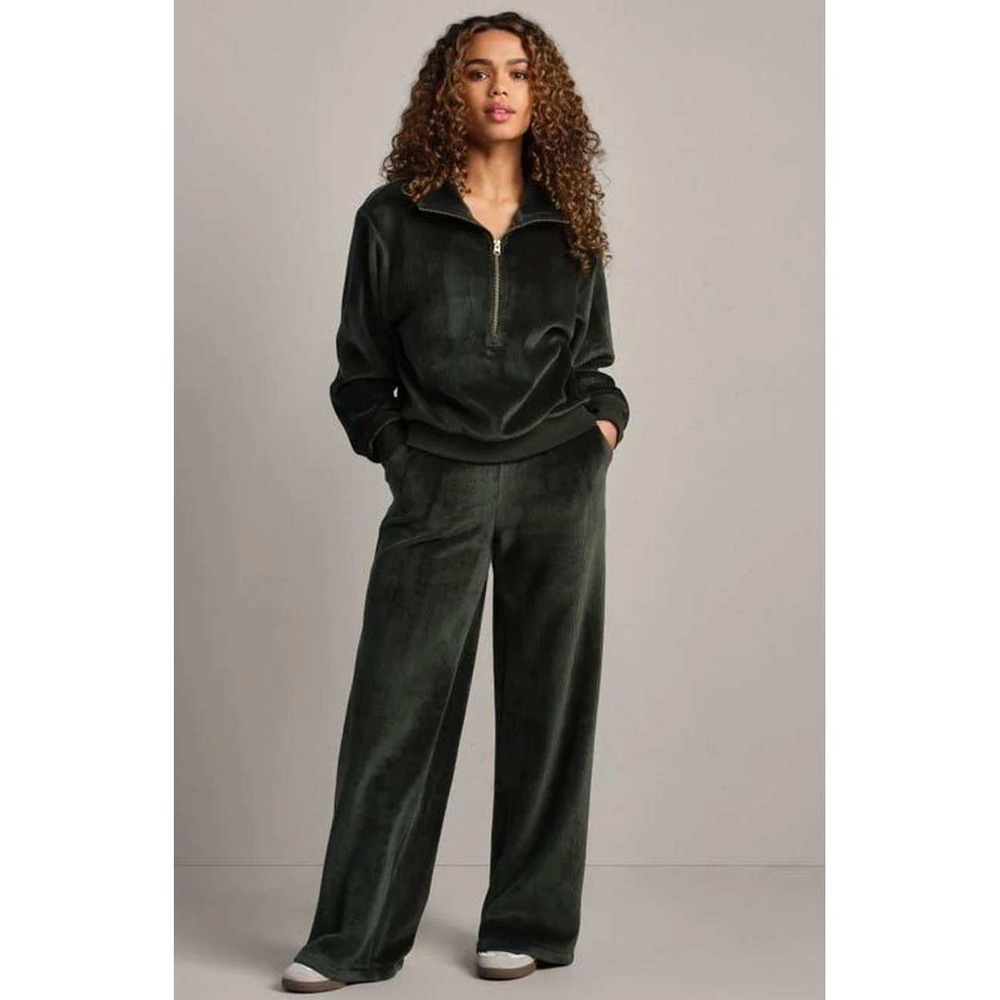 Rhone Plush Velour Pullover and Sweatpant Set Corduroy Dark Moss Size XS